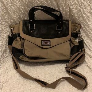 Halogen Leather Trimmed Messenger Bag